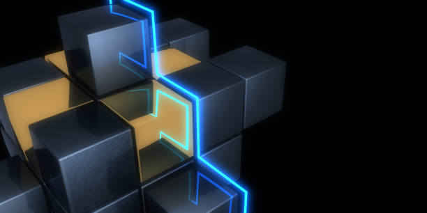 istock 3D abstract background with neon lights. neon tunnel  .space construction . .3d illustration 1403680002