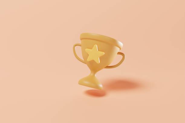 istock Trophy with star on background. Winner, Business success, champion concept. 3d rendering 1403681482