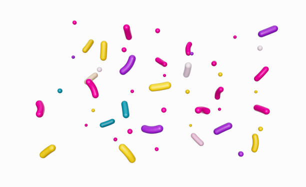 istock Colorful sprinkle falling isolated white background 3d illustration 1403682626