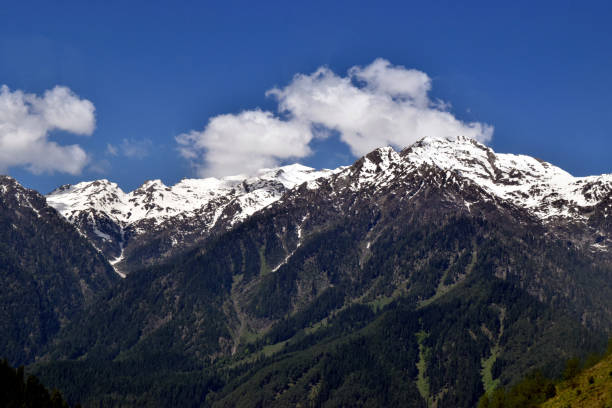 istock Snow covered Mountain with blue sky and clouds 1403682653