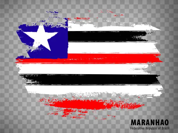 Vector illustration of Flag of Maranhao from brush strokes. Federal Republic of Brazil. Flag Maranhao  of Brazil on transparent background for your web site design, app, UI. Brazil. Stock vector.  EPS10.