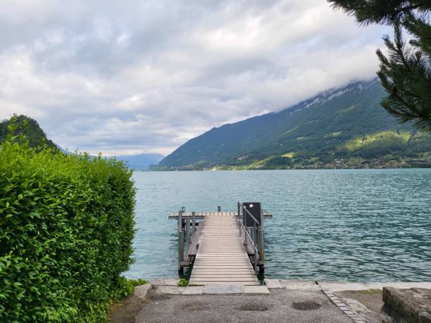 istock Famous dock in Iseltwald village. 1403684240