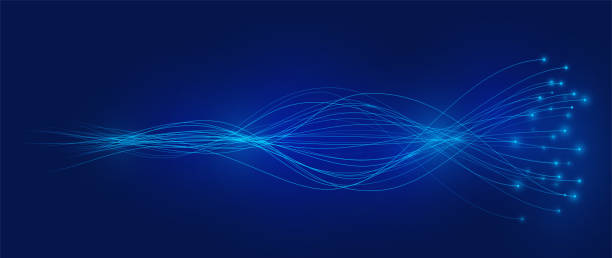 AI wave lines neural network. Vector background of Artificial intelligence in concept of technology, machine learning, communication. Digital music sound AI wave lines neural network. Vector background of Artificial intelligence in concept of technology, machine learning, communication. Digital music sound. power line stock illustrations