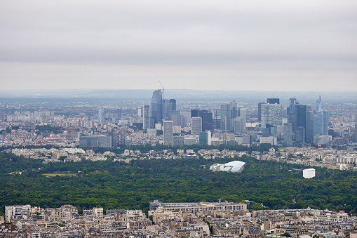 Paris close to La Defense Business district. The image shows a Paris residential district, captured during summer season.