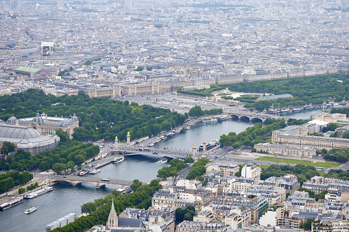 Aerial view of Paris from top of the Eiffel Tower