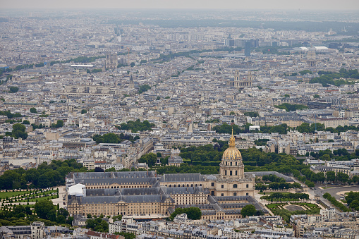Aerial view of Paris from top of the Eiffel Tower