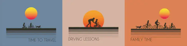 Vector illustration of People on bicycles