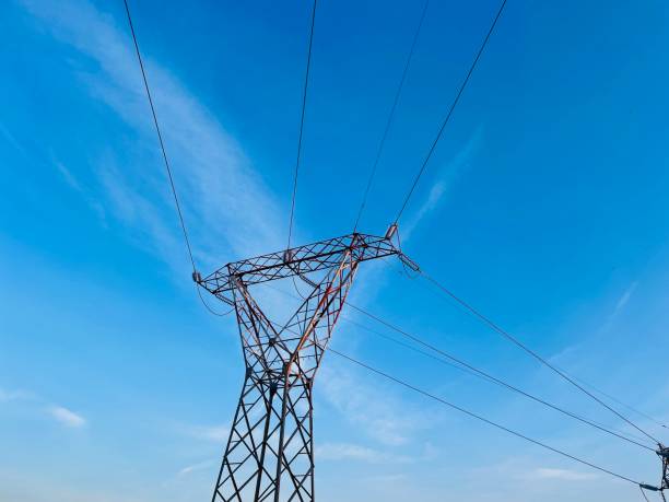 istock Electricity pylons electricity pole high transmission lines 1403699302