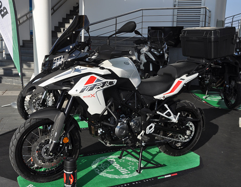 Benelli, TRK 502 X at the Motorcycle exhibition at the Limassol marina on September 14, 2018 in Limassol, Cyprus