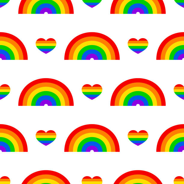 regenbogen nahtloses muster. hintergrund des lgbt-pride-monats.  vektorvorlage für geschenkpapier, tapete, stoff, etc. - gay pride spectrum backgrounds textile stock-grafiken, -clipart, -cartoons und -symbole