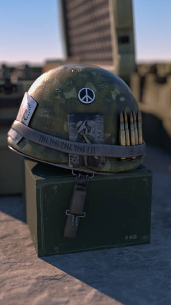 Closeup of the vintage M1 helmet | 3D Render stock photo