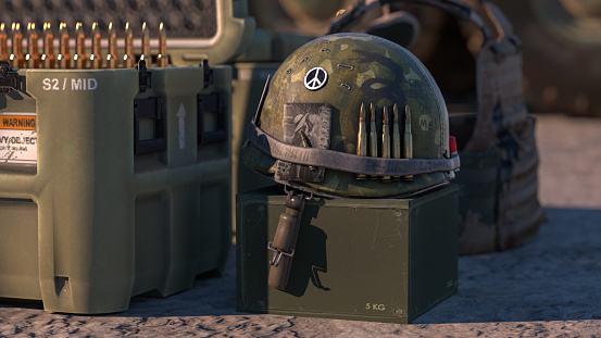 Closeup of the vintage M1 helmet | 3D Render