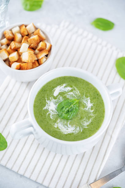 istock Spinach potato soup in a bowl 1403706778