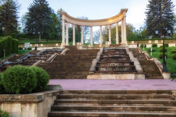 Cascading staircase in Kislovodsk View of Cascading staircase with colonnade in the park of Kislovodsk stavropol stavropol krai stock pictures, royalty-free photos & images