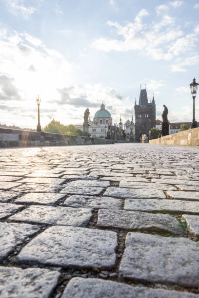 istock Low angle view of Prague cityscape from Charles bridge 1403717622