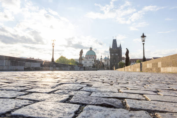 istock Low angle view of Prague cityscape from Charles bridge 1403717743