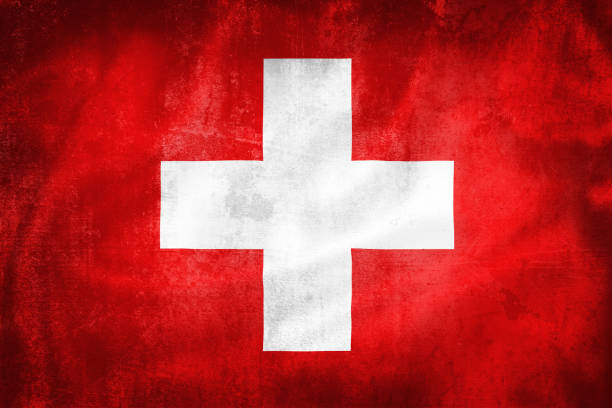 grunge'owa ilustracja 3d flagi szwajcarii - switzerland flag computer graphic digitally generated image zdjęcia i obrazy z banku zdjęć