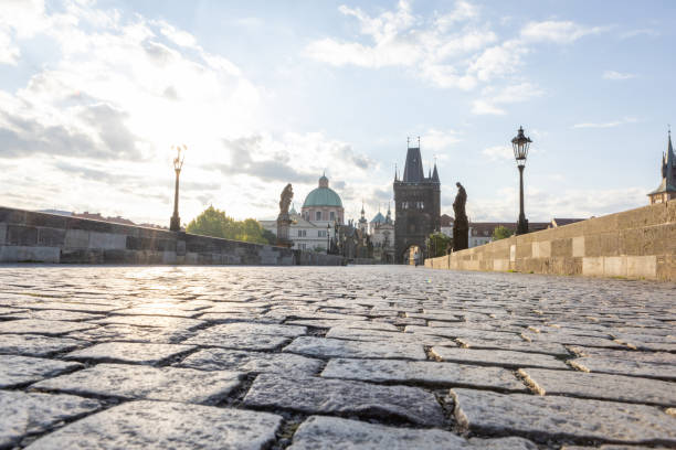 istock Low angle view of Prague cityscape from Charles bridge 1403719738