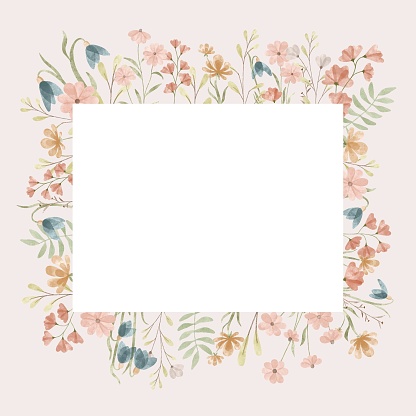 istock Floral Frame isolated on the beige  background. 1403723961