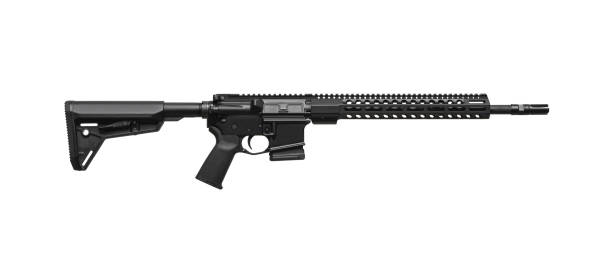 istock Modern automatic rifle isolated on white background. Weapons for police, special forces and the army. Automatic carbine. Assault rifle on white back. 1403724196