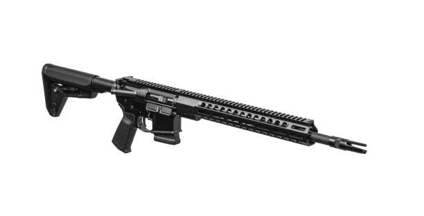 istock Modern automatic rifle isolated on white background. Weapons for police, special forces and the army. Automatic carbine. Assault rifle on white back. 1403724202
