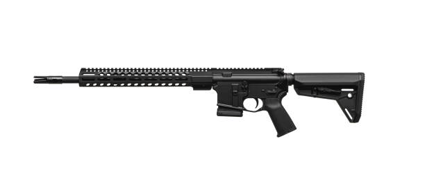 istock Modern automatic rifle isolated on white background. Weapons for police, special forces and the army. Automatic carbine. Assault rifle on white back. 1403724206