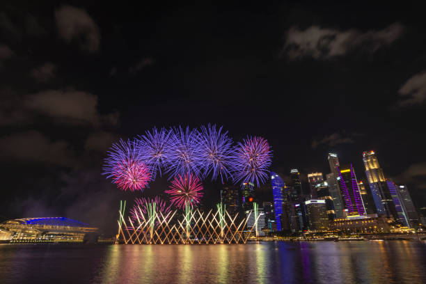 istock Singapore fireworks display countdown celebration at Marina Bay, Colorful New Year Firework 1403737221