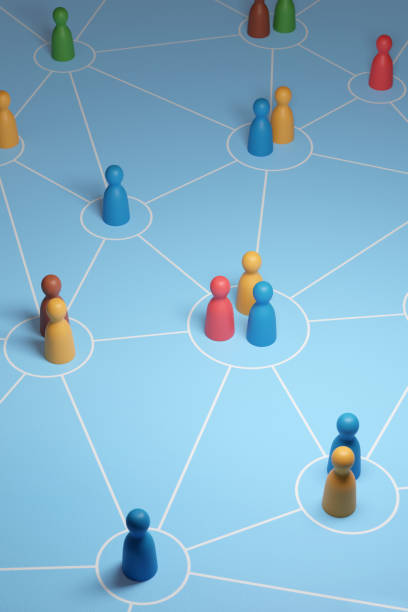 istock Wooden pawns on interconnected circles. Concept of interrelationships. 3d illustration. 1403742313