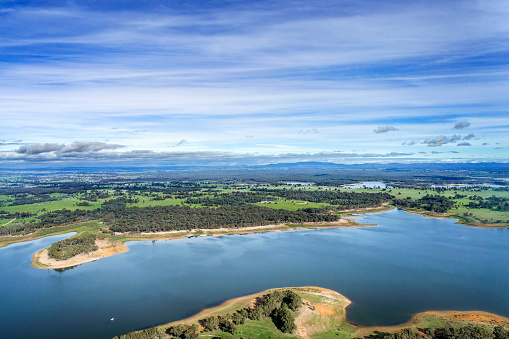 Drone views of Lake Eppalock in Heathcote Victoria