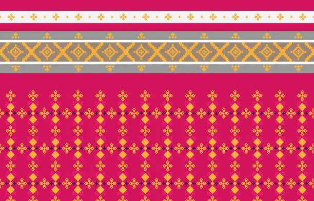 Vector illustration of Abstract geometric and tribal patterns, usage design local fabric patterns, Design inspired by indigenous tribes. Seamless geometric Vector illustration