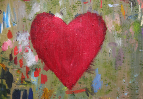 This is a painting I made of a heart on a canvas that I used for testing the colors.