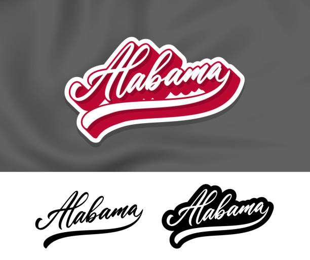 Alabama hand lettering design. Alabama hand lettering design. Modern calligraphy. Vector illustration. Alabama text vector. Trendy typography design. fashion designer logos images stock illustrations