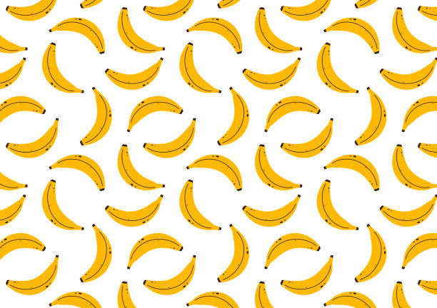 bananenmustertapete. - banane stock-grafiken, -clipart, -cartoons und -symbole