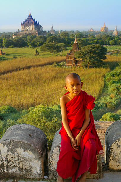 portret młodego monk - hinduism monk buddhism myanmar zdjęcia i obrazy z banku zdjęć