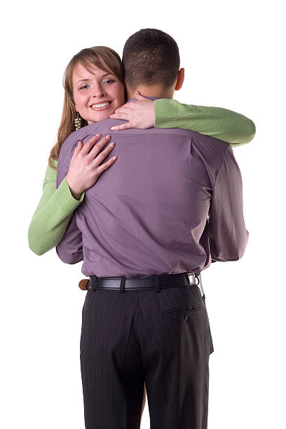 istock Cuddling couple - woman's face to the camera. 140376094