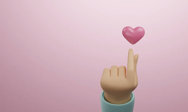 istock Make a finger heart symbol by hand. with heart icon pink background. 1403763020