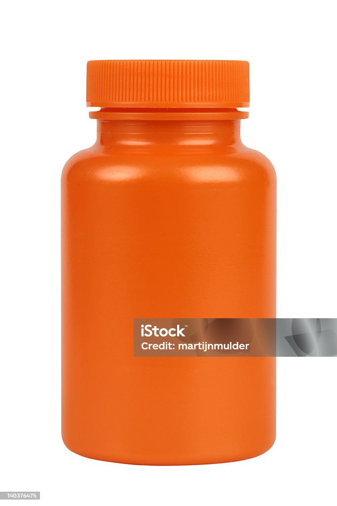 Pote de plástico laranja - Foto de stock de Comprimido royalty-free