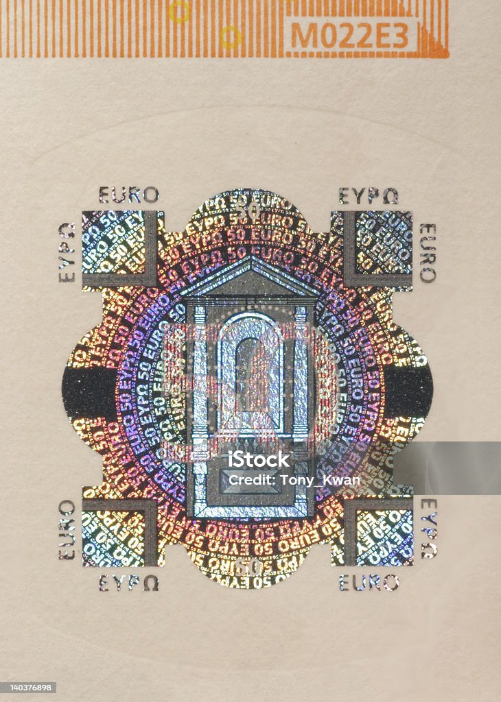 Евро Банк Примечание безопасности знак - Стоковые фото Голограмма роялти-фри