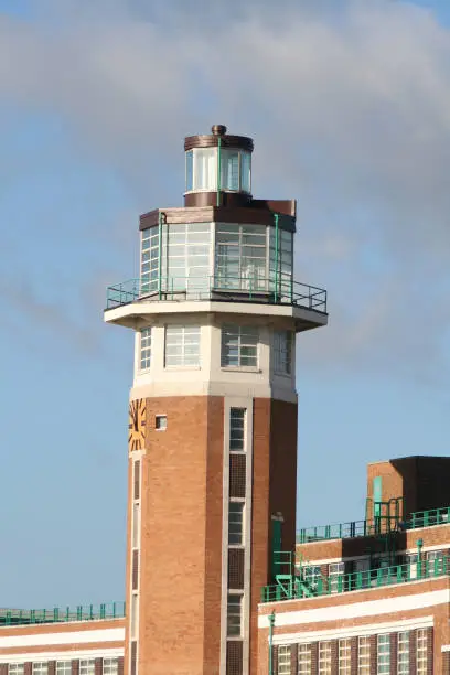 The old airtraffic control tower at Speke, Liverpool airport, United Kingdom