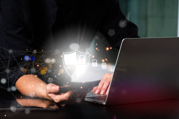 istock Data security and cyber security A businesswoman secures commercial and financial data through a virtual network connection. Innovative technical approaches to cyber-security. 1403772295