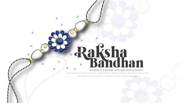 Raksha Bandhan, Rakhi Indian festival, Decorative Rakhi Happy Raksha Bandhan with decorative Rakhi for Raksha Bandhan, Hindi typography Raksha Bandhan, Indian festival of brother and sister bonding celebration rakhi stock illustrations