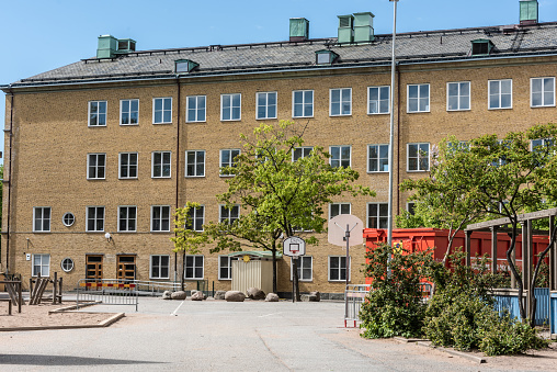 Gothenburg, Sweden - May 29 2022: Facade of Kungsladug?rdsskolan elementary school