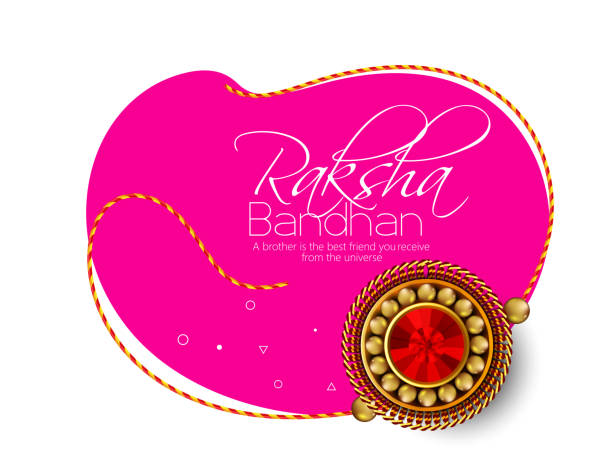 Raksha Bandhan, Rakhi Indian festival, Decorative Rakhi Happy Raksha Bandhan with decorative Rakhi for Raksha Bandhan, Hindi typography Raksha Bandhan, Indian festival of brother and sister bonding celebration rakhi stock illustrations