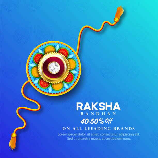 illustrazioni stock, clip art, cartoni animati e icone di tendenza di raksha bandhan, rakhi festival indiano, rakhi decorativo - traditional culture branding business marketing