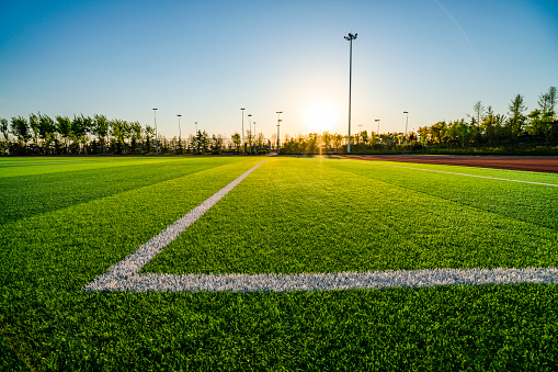 Football field at sunset