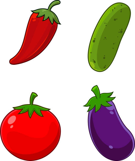 kreskówkowe jedzenie warzywne. wektorowy zestaw kolekcji ręcznie rysowanych - 2614 stock illustrations