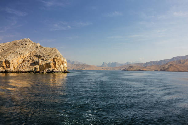 istock Oman sea view, mountain fjords, Khasab. 1403783193