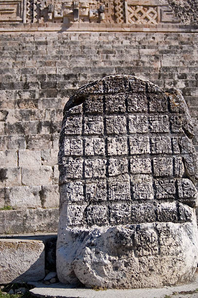 Mayan Carving Statue, Uxmal stock photo