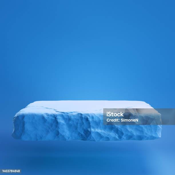 Blue Colored Levitation Stone Podium For Display Product 3d Illustration Stock Photo - Download Image Now
