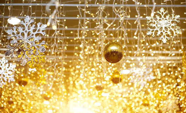 istock Snowflake Decoration With Christmas Light Background 1403785898
